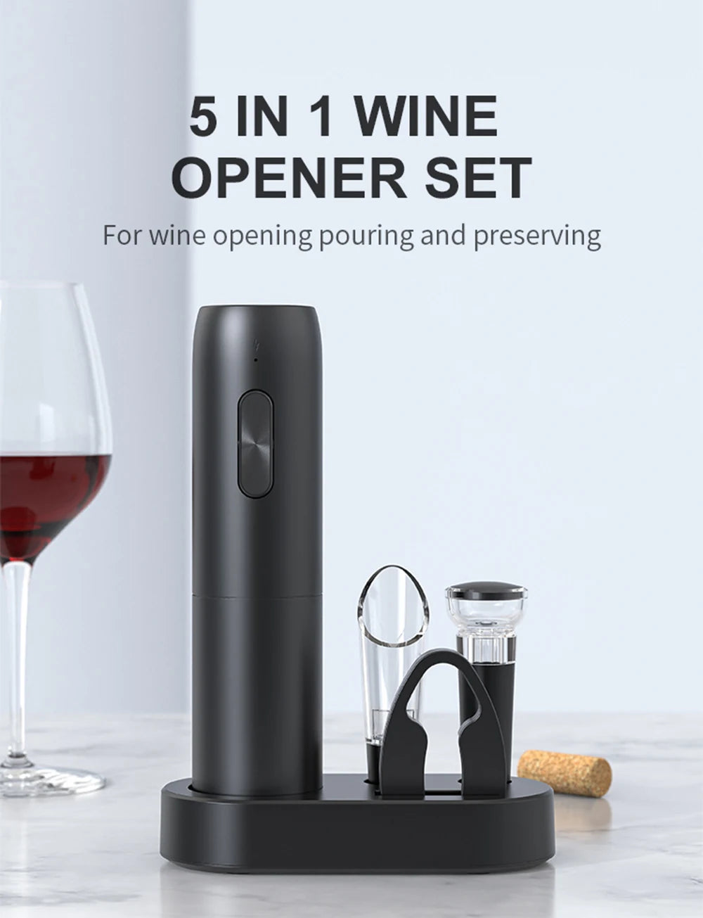 Electric Wine Bottle Opener Automatic Wine Corkscrew Rechargeable Wine Opener with Charging Base Wine Opening Tools