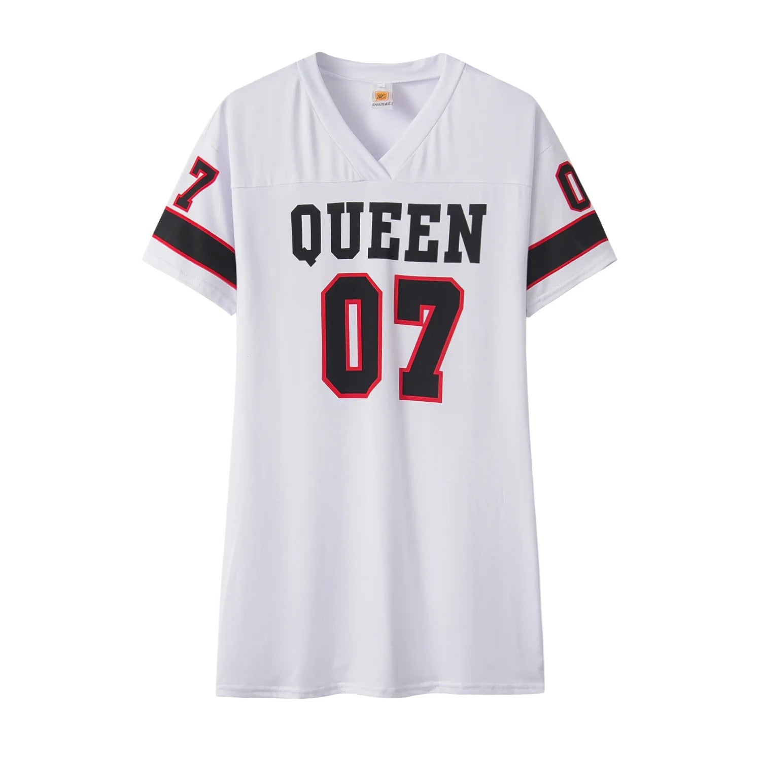 "Queen 07" Sports Style T-Shirt Dress – Casual Streetwear Mini Dress Loungewear Fashion