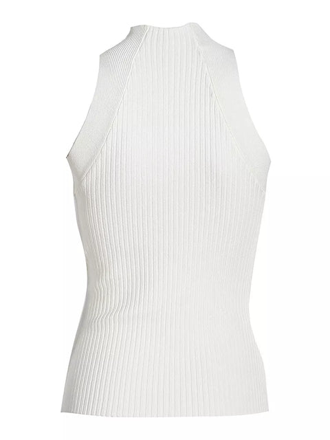 Knit Vest Women Cut Out Round Collar Sleeveless Solid Casual Chic Summer Fashion Top