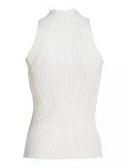 Women's Sexy Cut Out Vest Round Collar Sleeveless Solid Knitted Vests