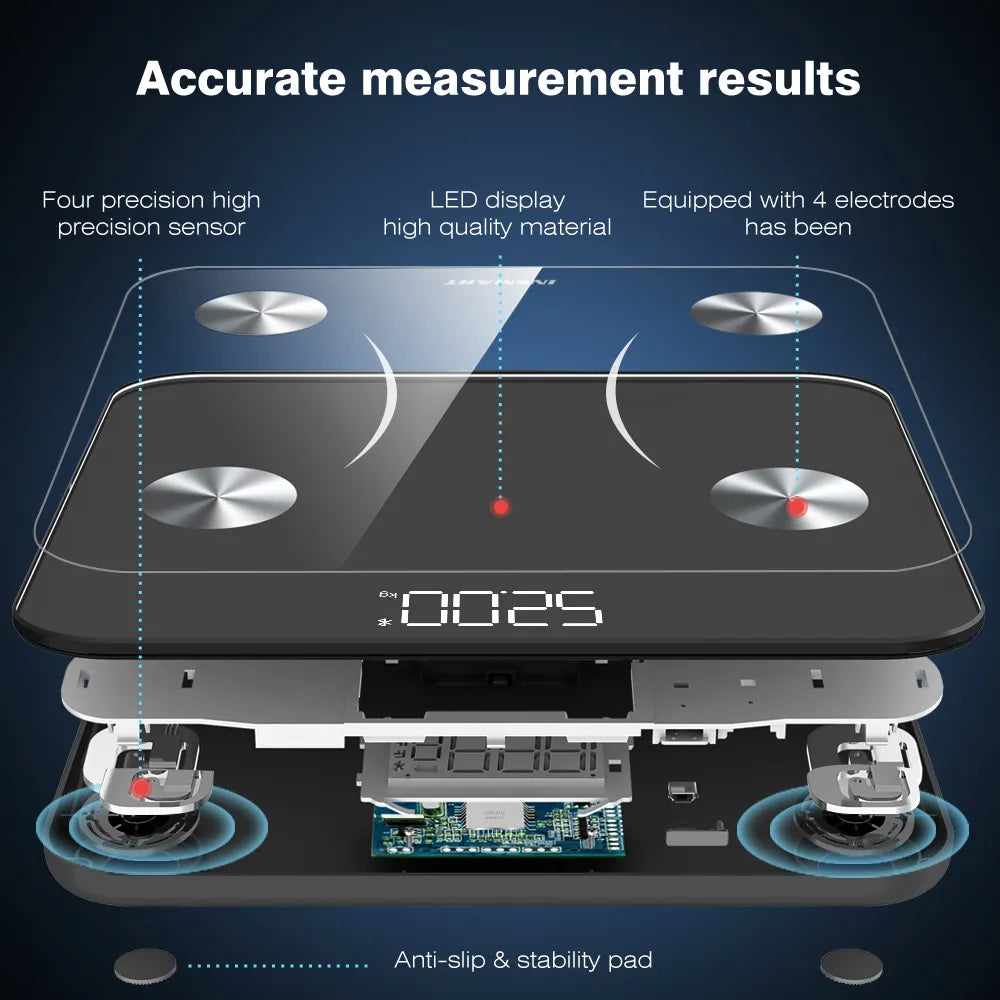 Bathroom Scale Body Weight Smart Scale BMI 180KG Body Fat Digital Bioelectrical Impedance Scale