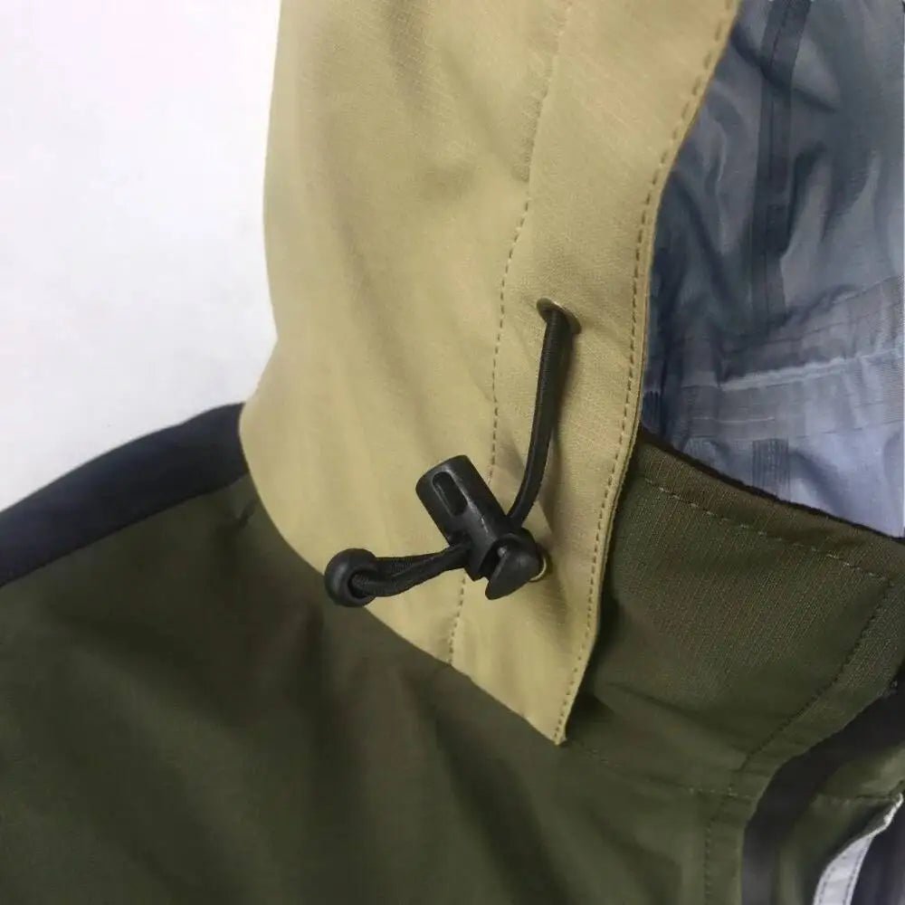 Close-up of a green jacket with a button on a white background