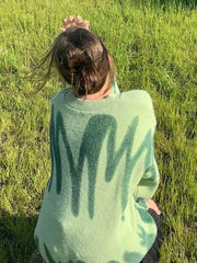Women's Fashion Sweater Oversized Long Sleeve Knitwear Loose Fit Ladies Y2K Pullover Crew Neck Knitted Top