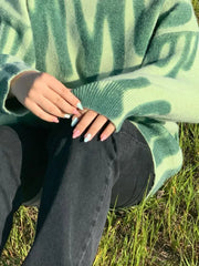 Women's Fashion Sweater Oversized Long Sleeve Knitwear Loose Fit Ladies Y2K Pullover Crew Neck Knitted Top
