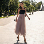 Tulle Spaghetti Strap A-Line Prom Dress Velvet Top Sexy Cocktail Dress Homecoming Evening Dresses Plus Size