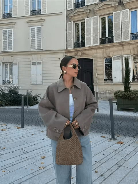 Oversized Jacket Women V-Neck Wool Blend Short Casual Streetwear Blazer Coat Fall Winter Chic