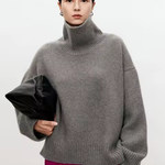 Loose Knitted Sweater For Women Elegant O-Neck Long Sleeve Knitted Pullover Top Warm Thick Jumpers