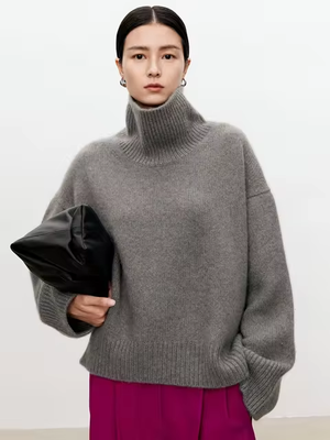 Loose Knitted Sweater For Women Elegant O-Neck Long Sleeve Knitted Pullover Top Warm Thick Jumpers