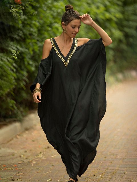 Plus Size Boho Maxi Dress Women Bohemian Tribal Hippie Casual Beach Vacation Summer Fashion