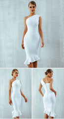 Women's Dresses One-Shoulder Open-Back Ruffle Slim Dress