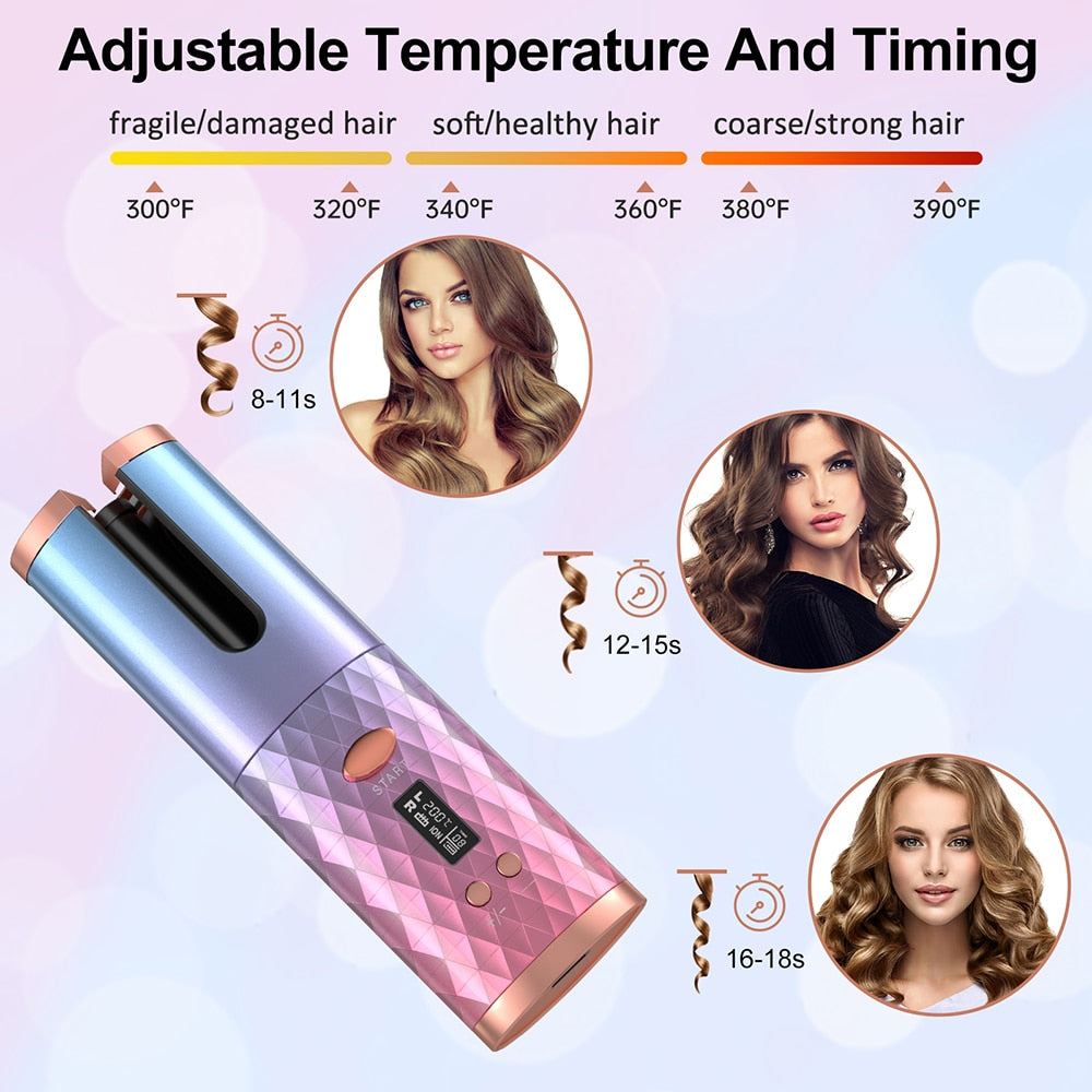 Professional Iron Hair Curler USB Rechargeable Rotating Hair Styling Tools