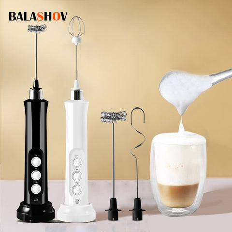 Electric Milk Frother Portable Rechargeable 3-Speed Handheld Matcha Whisk Coffee Latte Blender