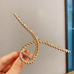 Extra Large Metal Twisted Hair Claw Clip Minimalist Extra Large Gold/Silver Pretzel Hair Claw Clamp for Thick Hair