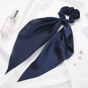 Satin Ribbon Hair Scrunchies Bow Elastic Hair Bands Hair Ties Ponytail Scarf