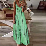 Women's Maxi Boho Dress Summer V-neck Tie-dye Print Sleeveless Long Dresses Plus Sizes (S-5XL)