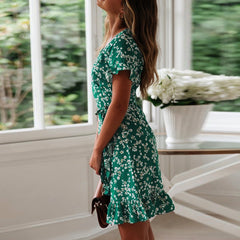 Women's Floral Print Boho Summer Dress Ruffle Swimsuit Coverup Casual Every Day Dress