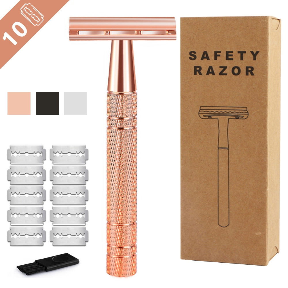 Rose Gold Double Edge Safety Razor Women Men Shaver