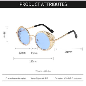 Retro Round Steampunk Sunglasses UV400 Unisex