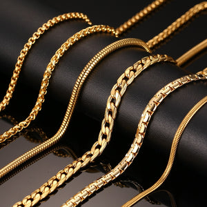 Gold Color Long Stainless Steel Necklace