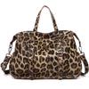 Women Large Capacity Top-handle Bag Leopard Pattern Genuine Leather Handbag