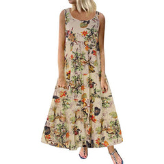 Summer Floral Maxi Dress for Women Casual Loose Tank Dress with Plus Sizes
