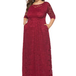 Plus Size Women`s Lace Dress Formal Evening Prom Homecoming Maxi Dress