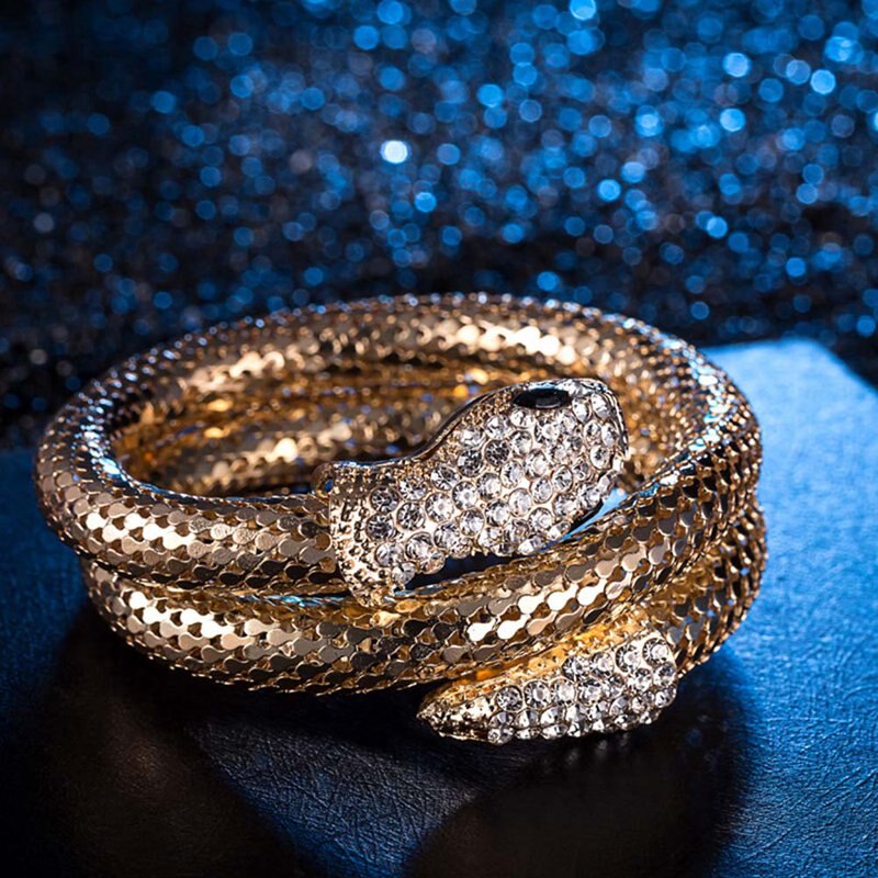 Popular Punk Gold Color Snake Bangle Spiral Bracelet