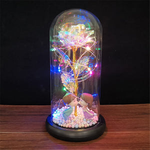 LED Light Foil Flower In Glass Cover Valentine's Gift