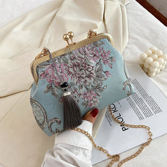 Women's Vintage Shoulder Crossbody Bag with Chain Victorian Messenger Handbag