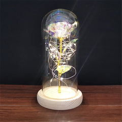 LED Light Foil Flower In Glass Cover Valentine's Gift