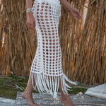 Women's Summer Beach Dress Long Skirt Tassel Beach Cover Up