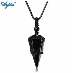 6 Sided Reiki Quartz Healing Crystal Stone Pointed Pendant Necklaces Adjustable Necklace