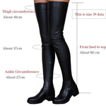 New Autumn Pu Leather Low Heel Comfortable Boots Over Knee