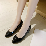 Women's Low-Heel Shoes Patent Vegan Leather Pumps
