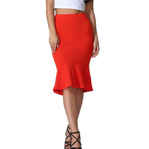 Women's Fishtail Bandage Skirt High Waist Medium Length Vintage Style