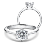 One Carat Selection Six-Prong Solitaire Moissanite Engagement Promise Ring in Sterling Silver