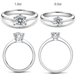 One Carat Selection Six-Prong Solitaire Moissanite Engagement Promise Ring in Sterling Silver