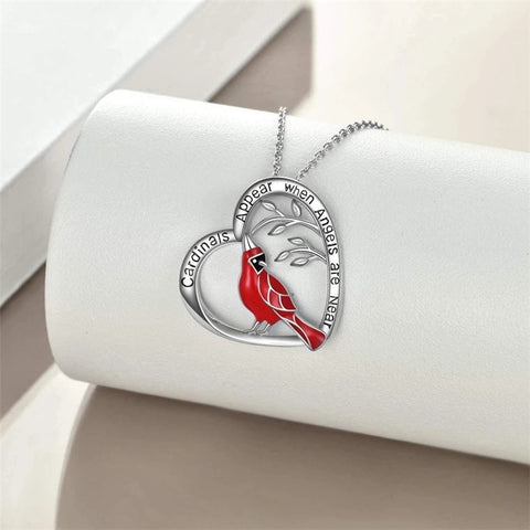 Cardinal Parrot Moon Pendant Necklace Women Unique Nature Casual Fashion Jewelry Gift