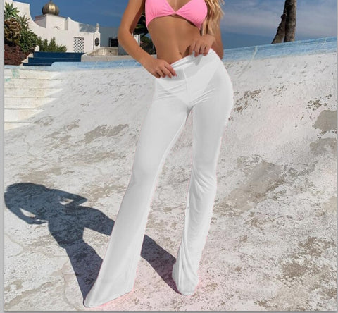 Sheer Mesh Beach Cover Up Pants Women Transparent Bikini Trousers Casual Summer Swimwear