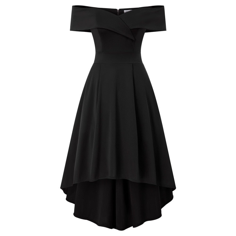 Women's Off Shoulder High Low A Line Wedding Guest Dress Prom Dress