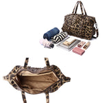 Women Large Capacity Top-handle Bag Leopard Pattern Genuine Leather Handbag