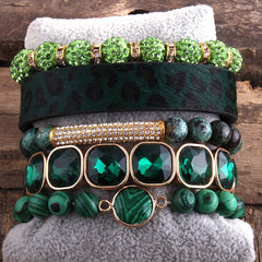 Fashion Leopard Leather Bracelet 5 Piece Set Handmade