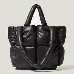 Large Quilted Puffer Tote Bag Soft Padded Down Handbag