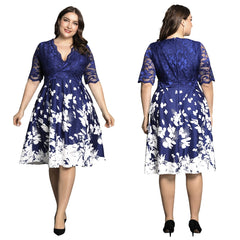 Elegant Mesh Sleeve Tunic Dress Plus Size