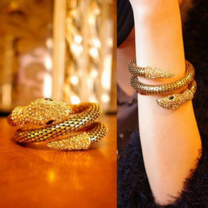 Popular Punk Gold Color Snake Bangle Spiral Bracelet