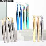 Professional Eyelash Extension Tweezers Stainless Steel Straight Curved Volume Round Lash High Precision Tweezers for Eyelash Extensions