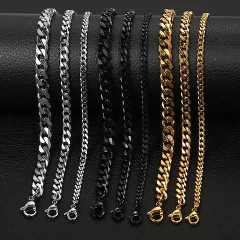 Cuban Link Chain Bracelet Stainless Steel Unisex Elegant Casual Fashion Jewelry Gift
