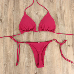 Women's Sexy 2 Piece Bikini Set Push-up Padded Bra Tie Side G-String Thong Swimsuit