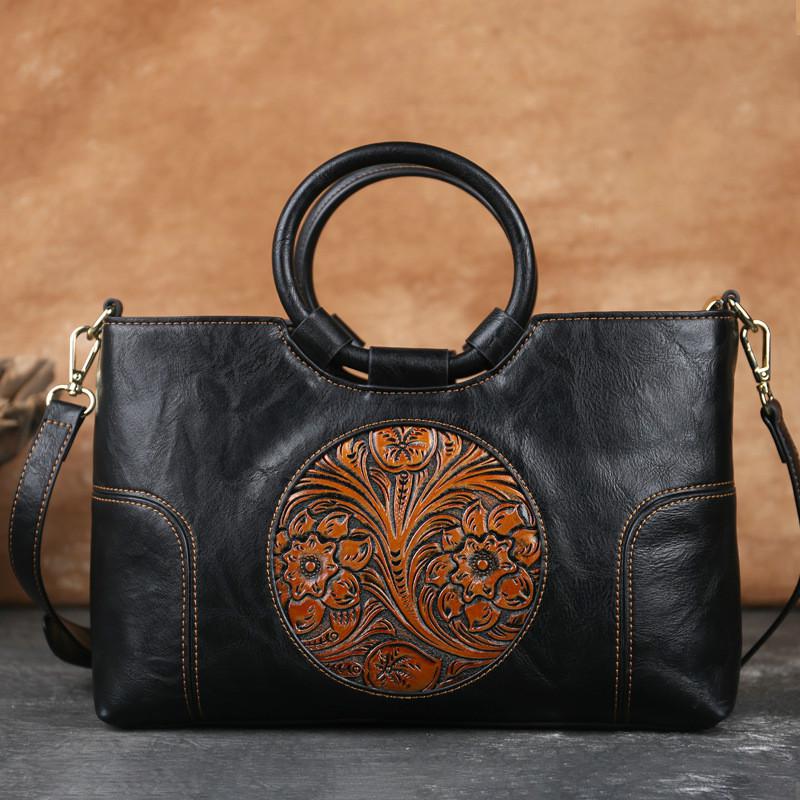 High Quality Handmade Leather Womens Handbag Large Capacity Shoulder Bag