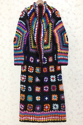 Long Sleeve Maxi Hand Made Coat Native Sweater